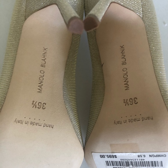 NIB $695 MANOLO BLAHNIK BB  Stiletto Pumps in Champagne - size 36.5! - Picture 9 of 14